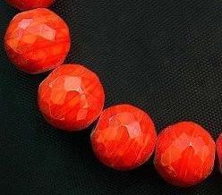 16mm Faceted Glass Round Beads Orange - Orange / 16mm / Round