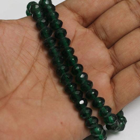 74+Pcs, 8x6mm Green Glass Faceted Crystal RONDELLE Beads - Green / 8mm / Rondelle
