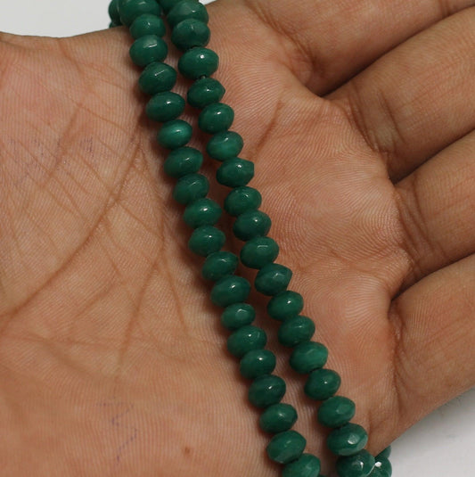 98+Pcs, 6x4mm Green Glass Faceted Crystal RONDELLE Beads - Green / 6mm / Rondelle