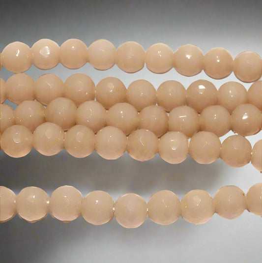 25+ Pcs, 12mm Faceted Glass Round Beads - Peach / 12mm / Round