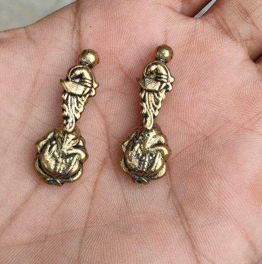 4 Pcs 34x12 mm German Silver Lord Ganesha Kolhapuri beads Golden - Golden / German Silver