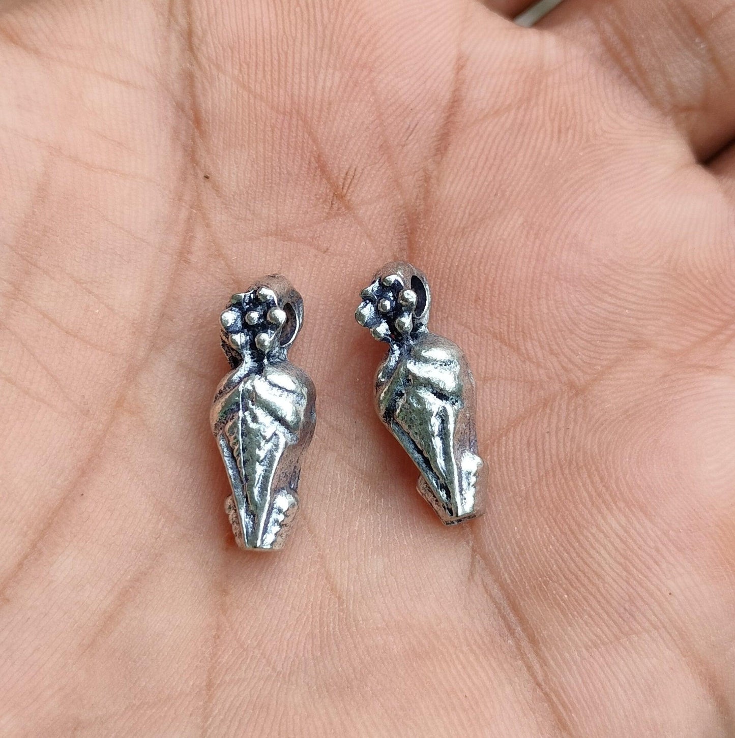 10 Pcs German Silver Kolhapuri beads Silver 20x7 mm - Silver / German Silver