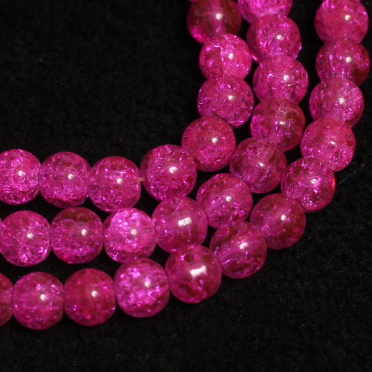 8mm, 15 Inch Crackle Glass Beads Round Strings - Purple / 8mm / 1 String