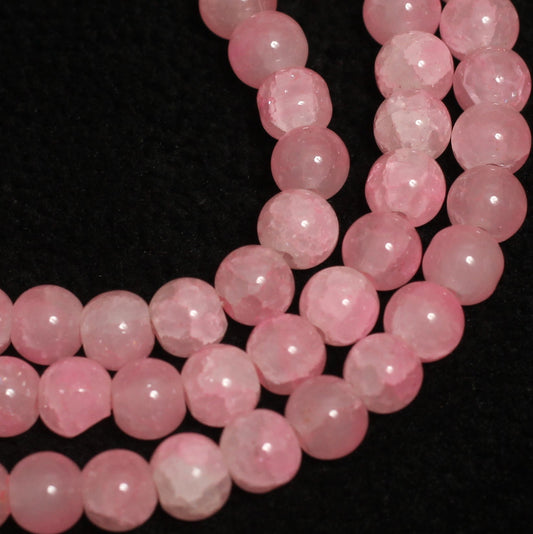 8mm, 15 Inch Dual Tone Crackle Glass Beads Round Strings - Red / 8mm / 1 String