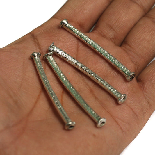 4 Pcs, 52mm German Silver Pipe/Hollow Pipe - Silver