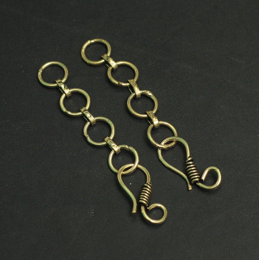 2 Inch AAA Quality German Silver Extender Chain With Hooks - Golden / 5 Pcs / 2 Inch