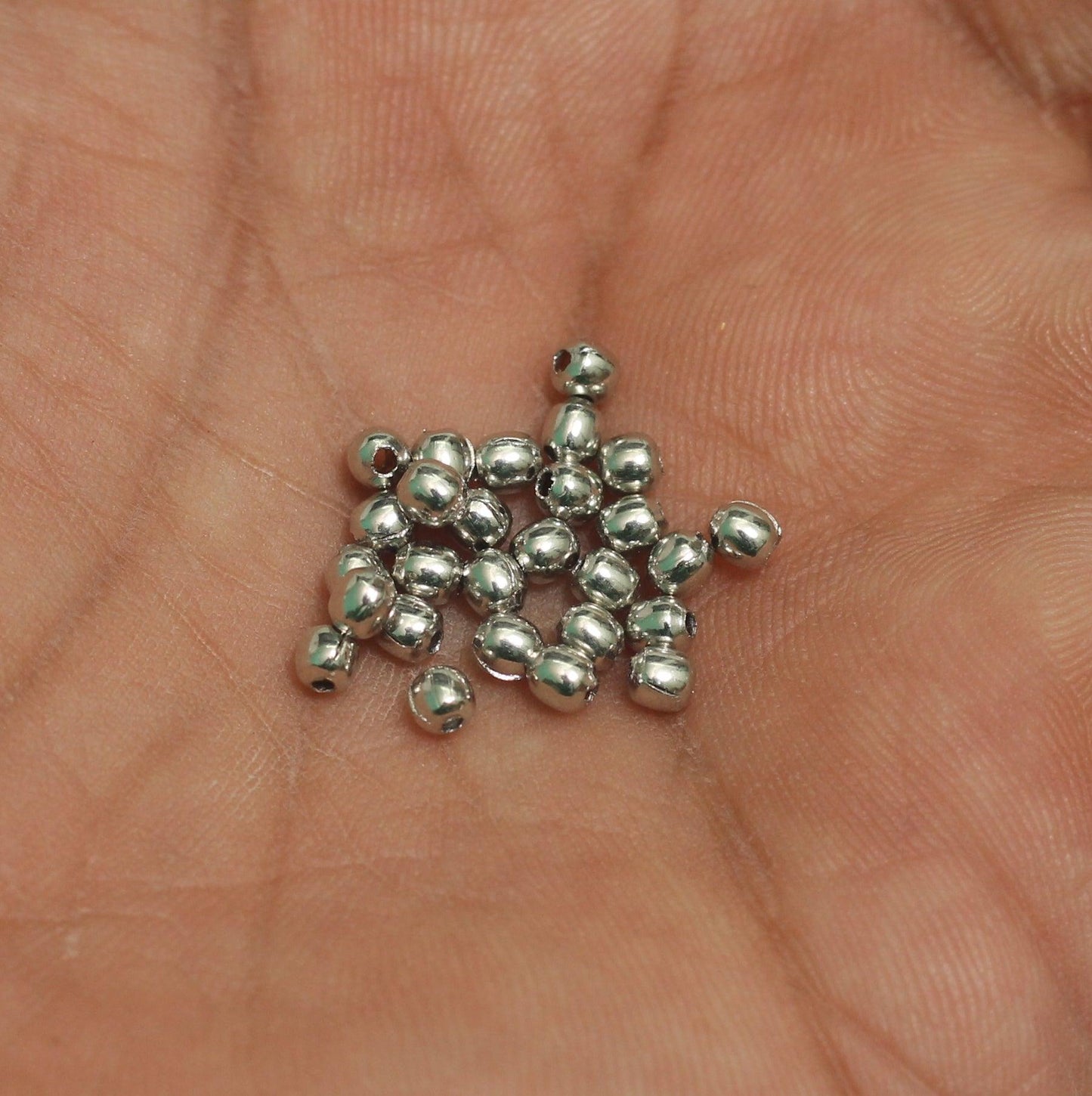 200 Pcs, 3mm Solid Brass Round Beads Silver - Silver / 3mm / 200 Pcs