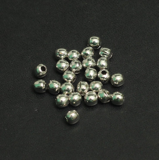 4mm Silver Plated Brass Round Beads - Silver / 4mm