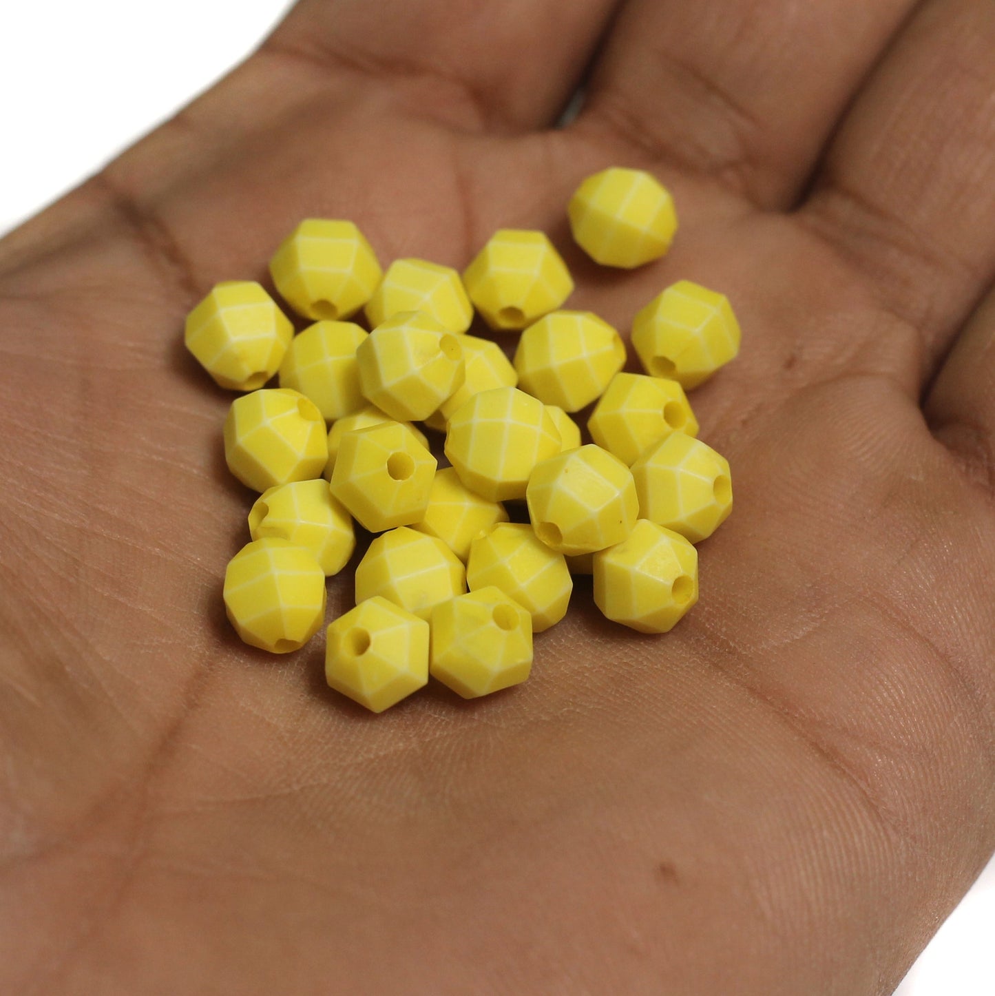 8x7mm Acrylic football Beads - Yellow / Acrylic / 100 gm