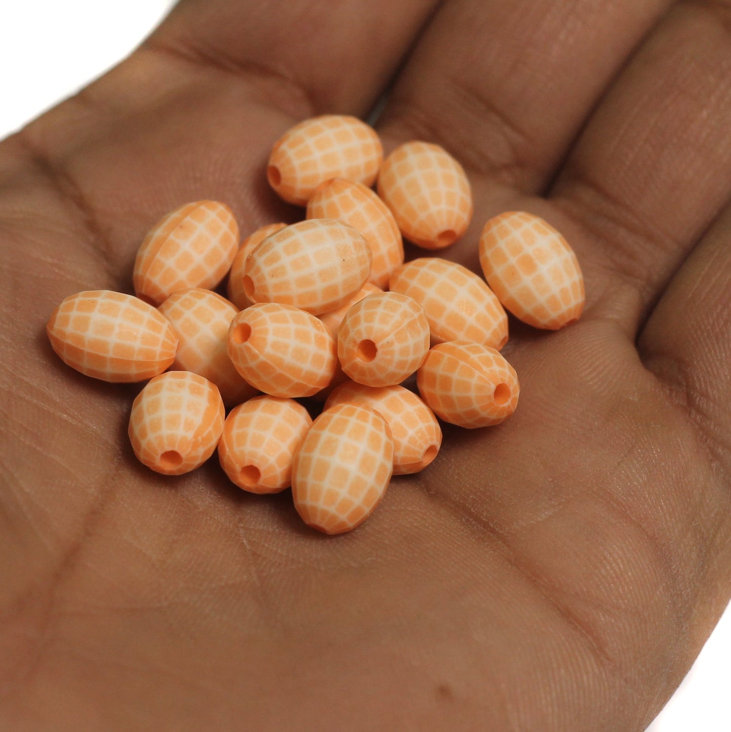 12x8mm,Acrylic Oval Beads - Orange / Oval / 100 gm