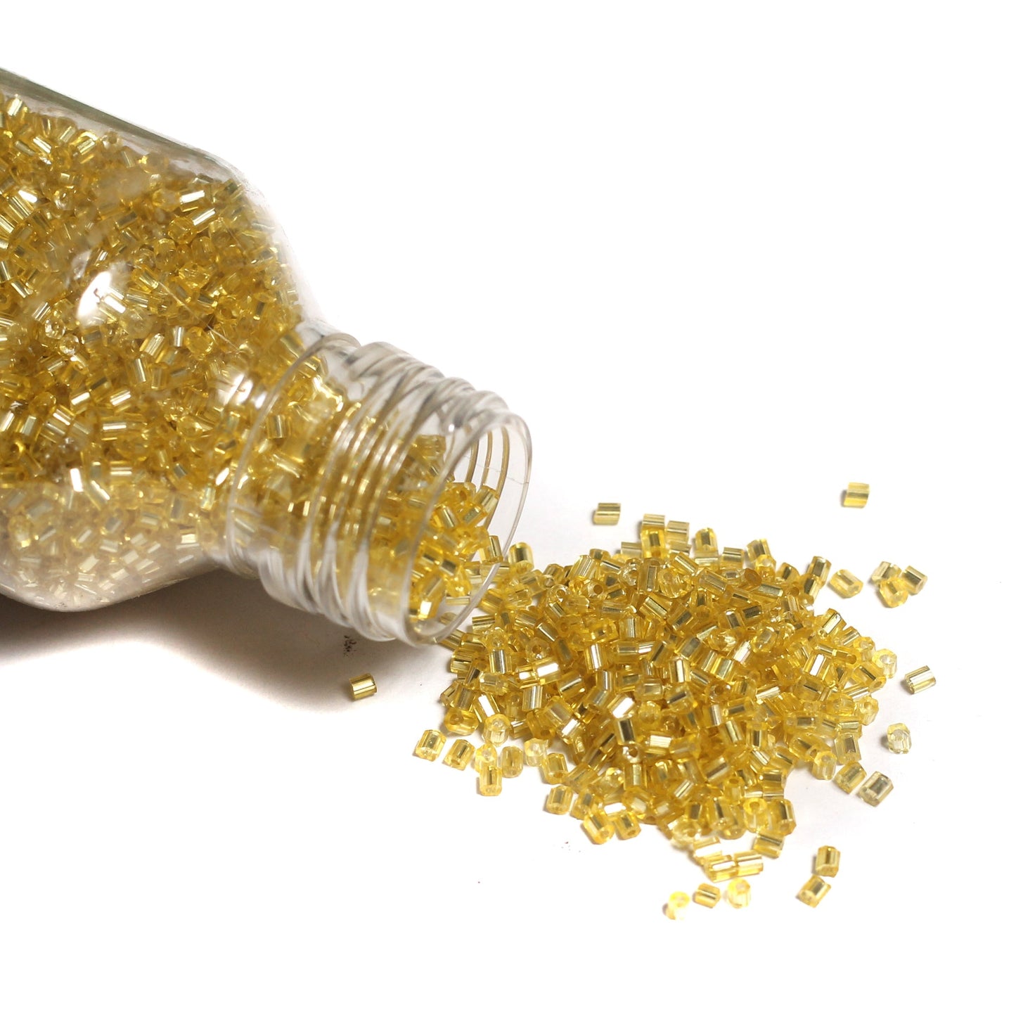 2 Cut Silver Line Glass Seed Beads Yellow 11/0 - Yellow / Glass / 2 Cut