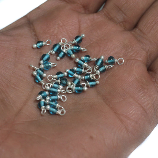 200 Pcs, 3.5mm Glass Loreal Beads Teal Silver Plated - Blue / Glass / Oval