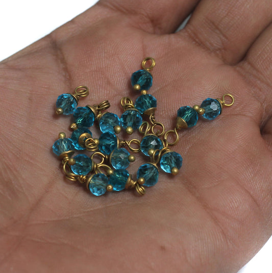 100 Pcs Crystal Faceted Loreal Glass Beads 6mm - Turquoise / Glass / Round