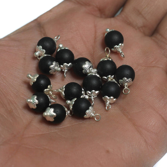 100 Pcs Black Matte Loreal Glass Beads 8mm - Black / Glass / Round