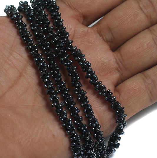 1 Mtr Metallic Seed Bead Beaded String For Necklace - Black / Glass / 11`0