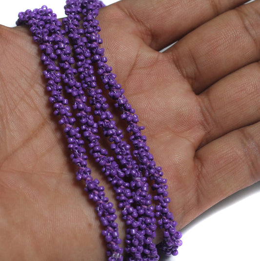 1 Mtr Opaque Seed Bead Beaded String For Necklace - Purple / Glass / 11`0