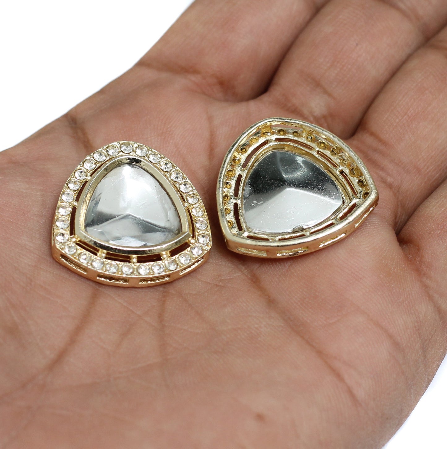 27x27mm, Kundan Connectors  Golden - Golden / Kundan / 4 Pcs