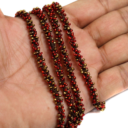 1 Mtr Seed Bead Beaded String For Necklace MultiColor - MultiColor / Glass / 11`0