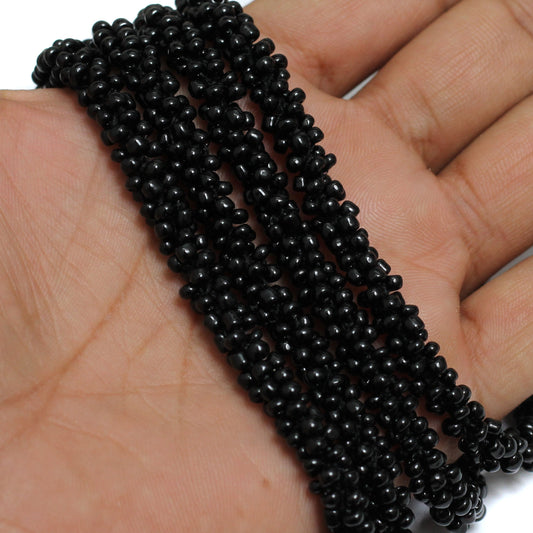 1 Mtr Seed Bead Beaded String For Necklace Black - Black / Glass / 11`0