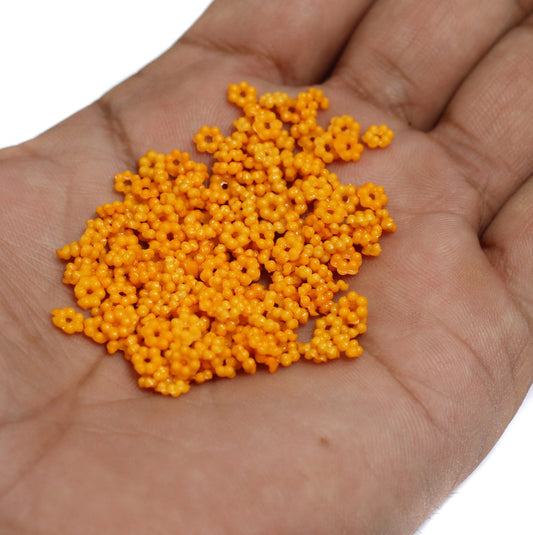 100 Gms Acrylic Chakri Beads Yellow 4mm - Yellow / Acrylic / Chakri