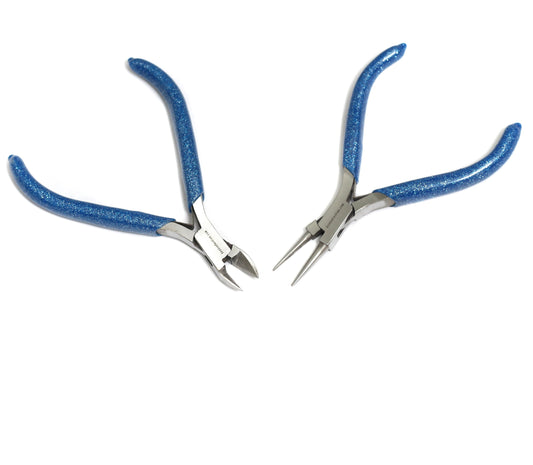 Jewellery Making Stainless Steel Pliers Tool, Pack Of 2 Pliers Combo - Blue