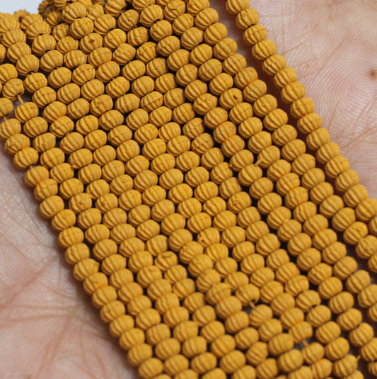 12 Strings, 2mm Chocolate Acrylic Kharbooja Beads - Brown / Acrylic / Round