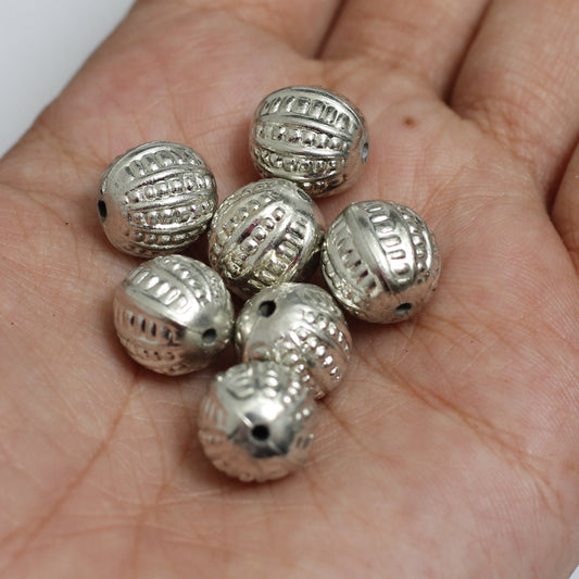 50 CC Melon Beads Silver 10mm - Silver / Acrylic / Round