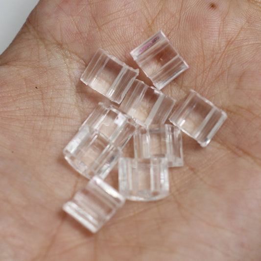 200 Pcs. Acrylic Faceted Half Tyre Beads Trans White With 2 Hole 9x8mm - White / Acrylic / Tyre