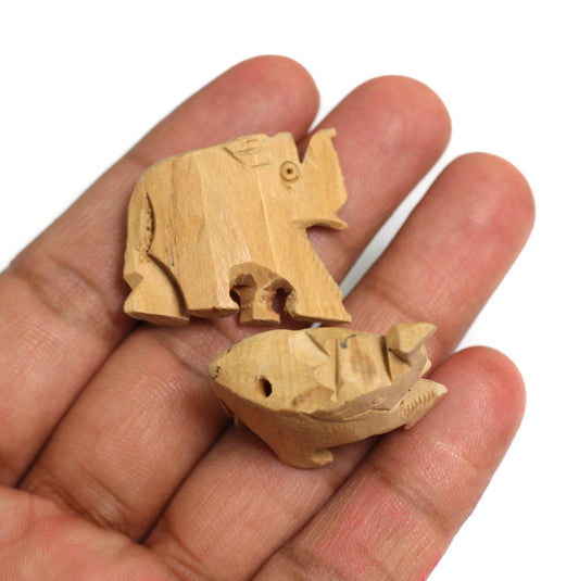 1.5 inch Elephant Unpolished Wooden Beads - 1.5 Inch / 10 Pcs [ Rs 5.5 / Piece ] / Figures