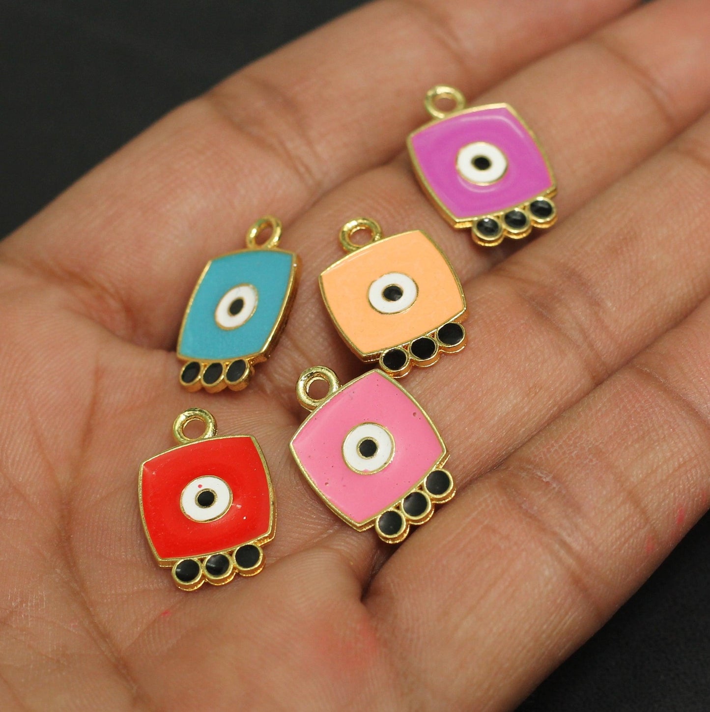 1.5 Cm Evil Eye Charms Assorted Color - MultiColor / 5 Pcs / 1.5 Cm