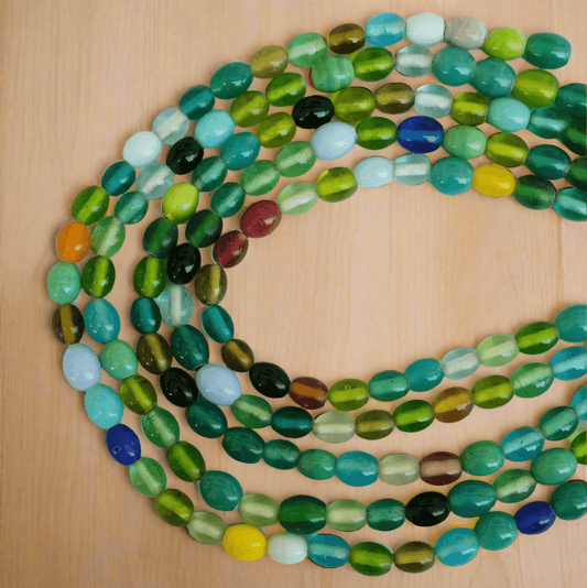 5 Strings, 10x8mm Oval Fire Polish Glass Beads - Glass / Oval / MultiColor