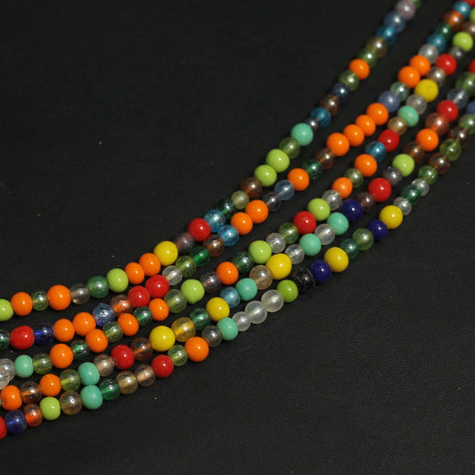 5 strings, 4mm Glass Round Beads - MultiColor / Glass / Round