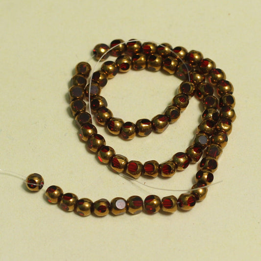 4mm Faceted Rondelle Crystal Beads - Red / Glass / Rondelle