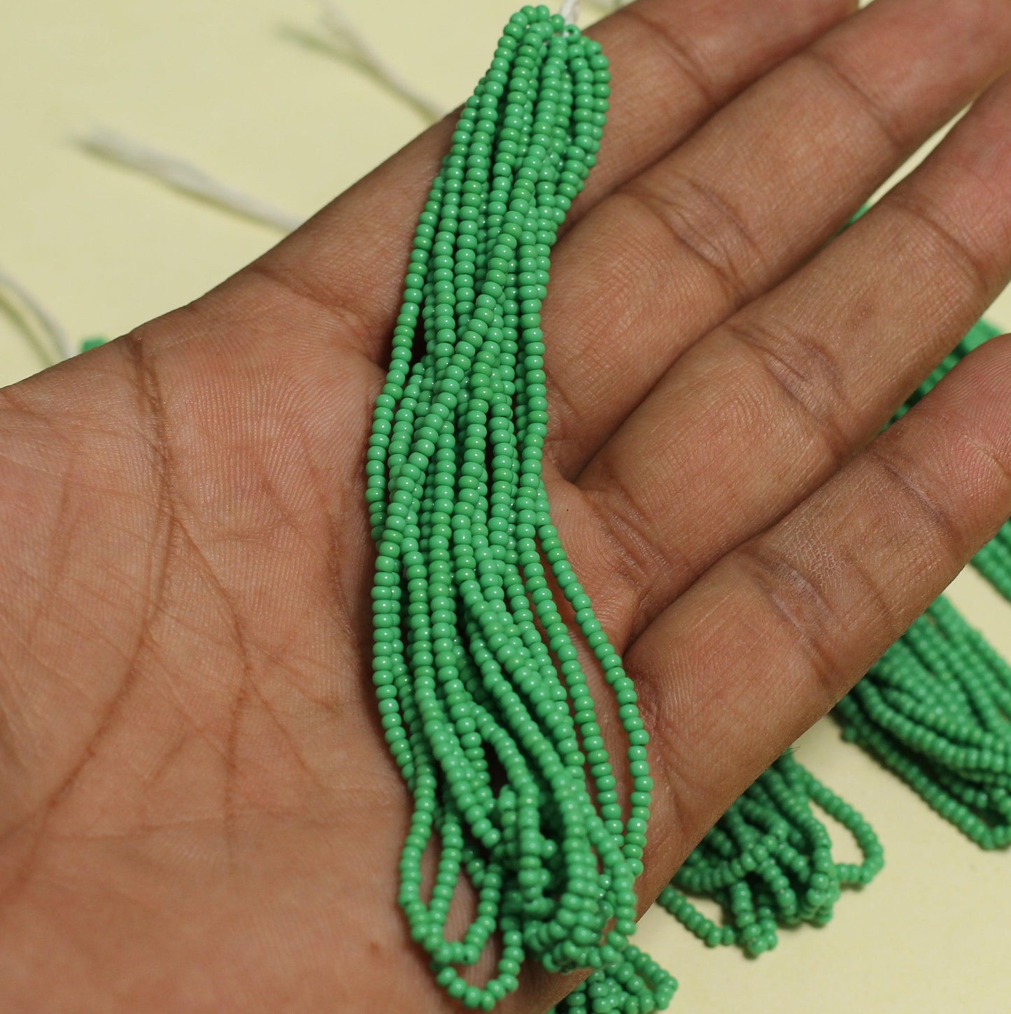 5 Bunch of Preciosa Seed Bead Strings Opaque - Green / Glass / Round