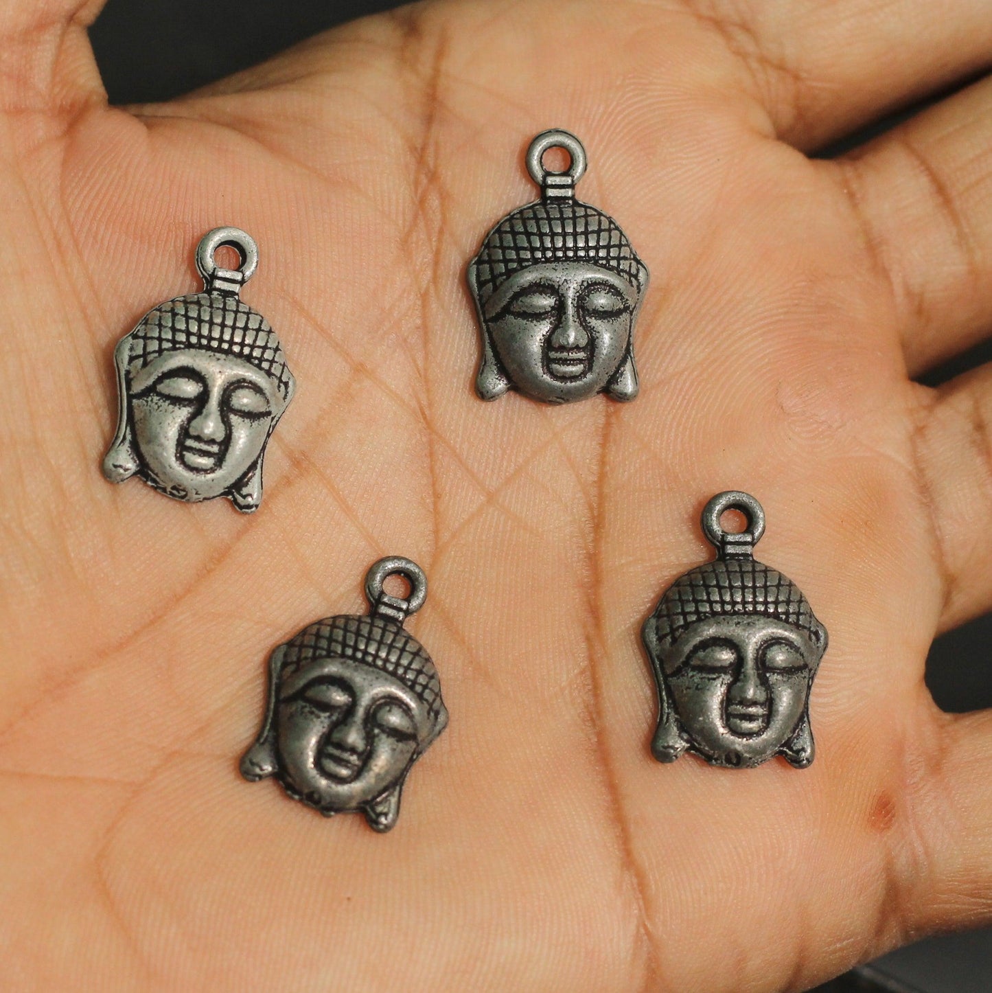 16x14mm German Silver Buddha Beads - Silver / Figures / 20 Pcs