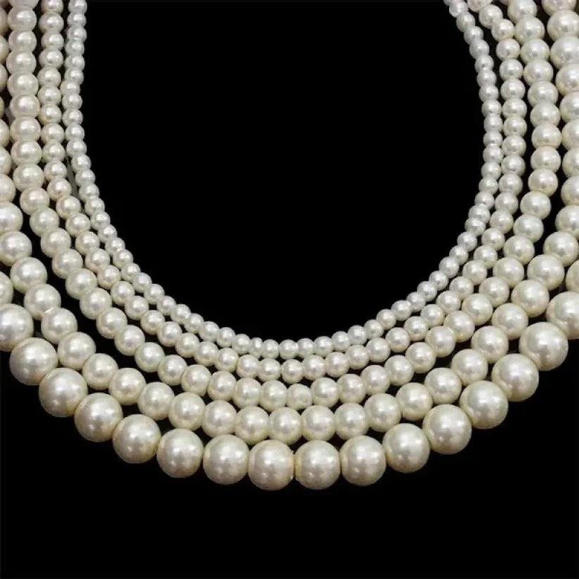 2-10mm Glass Pearl Round Beads Off White - Off White / 2.5mm / Round