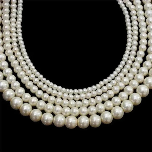 2-10mm Glass Pearl Round Beads Off White - Off White / 2.5mm / Round