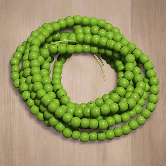 1 String 4X5mm Glass Round Beads Parrot Green - Parrot Green / Glass / Round