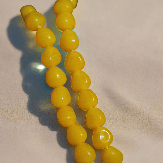 1 String 10mm Glass Tumble Beads - Yellow / Glass / Tumble