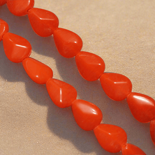1 String 13X11mm Glass Drop Beads - Orange / Glass / Drop