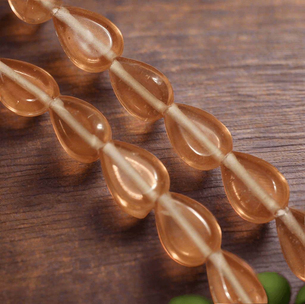 1 Strings 16X11mm Glass Drop Beads Trans - Peach / Glass / Drop