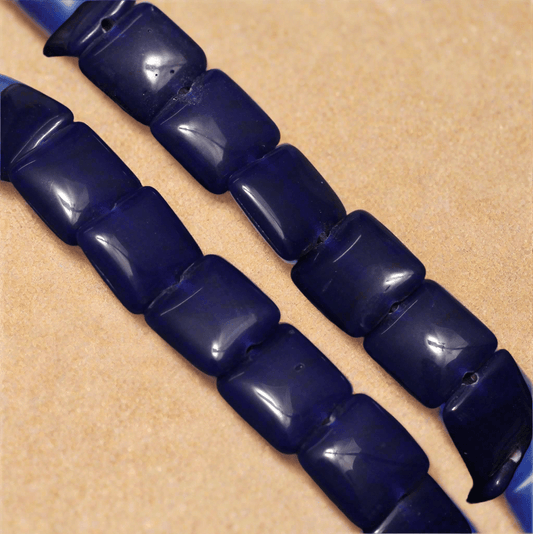1 String 15mm Glass Square Beads Blue - Blue / Glass / Square