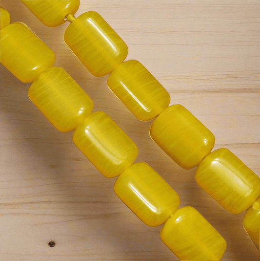 1 String 15X10mm Glass Rectangle Beads - Yellow / Glass / Rectangle