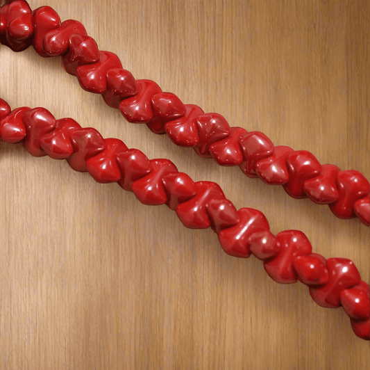 1 String 9X5mm Luster glass Bamboo beads - Red / Glass / Oval