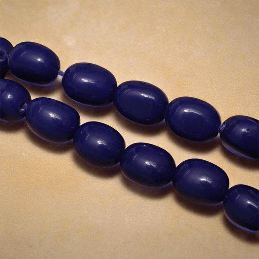 1 String 16X12mm Glass Oval Beads - Blue / Glass / Oval