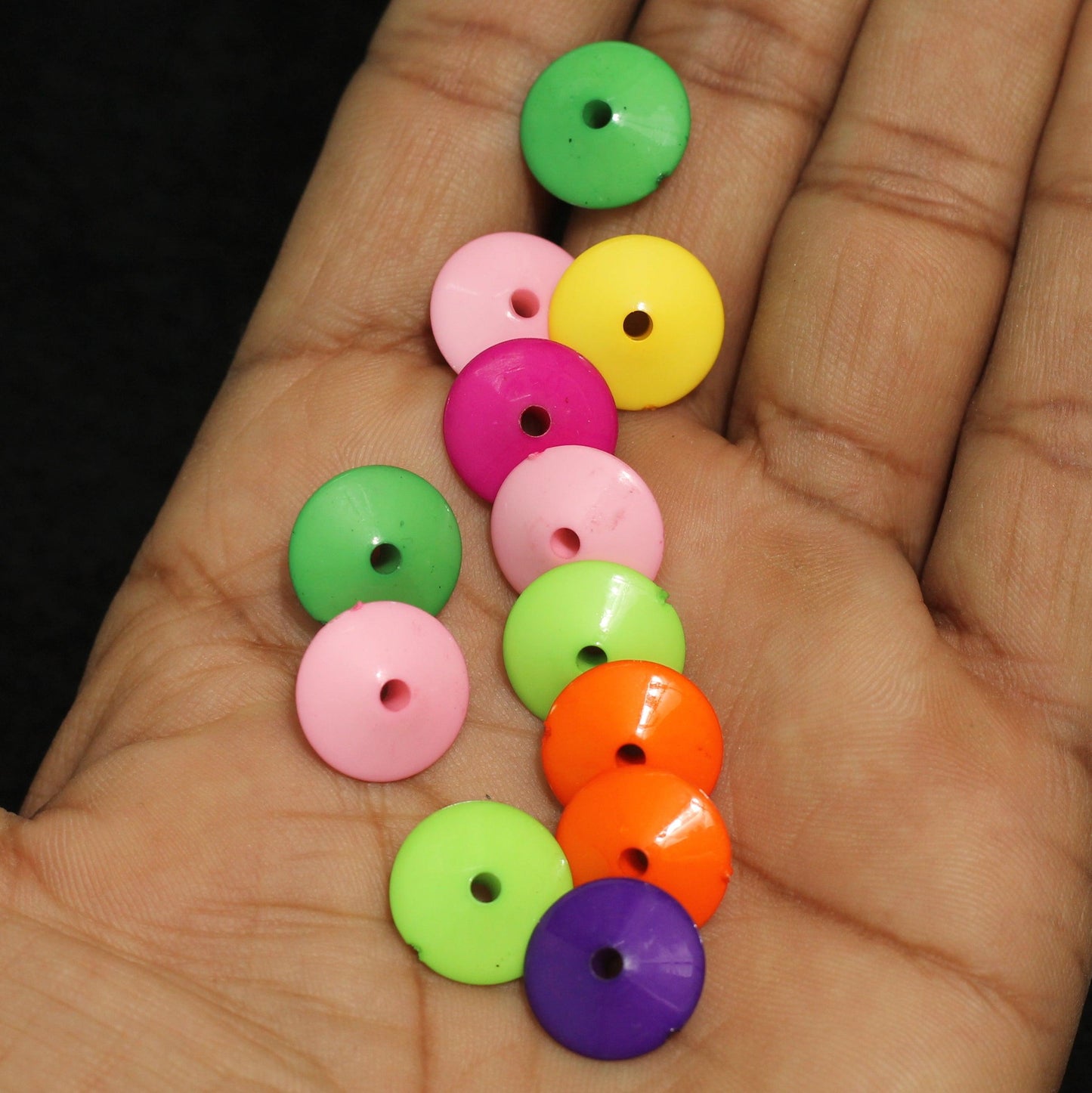 100 Pcs 6X14mm Assorted Donut Acrylic Beads - MultiColor / Acrylic / Donut
