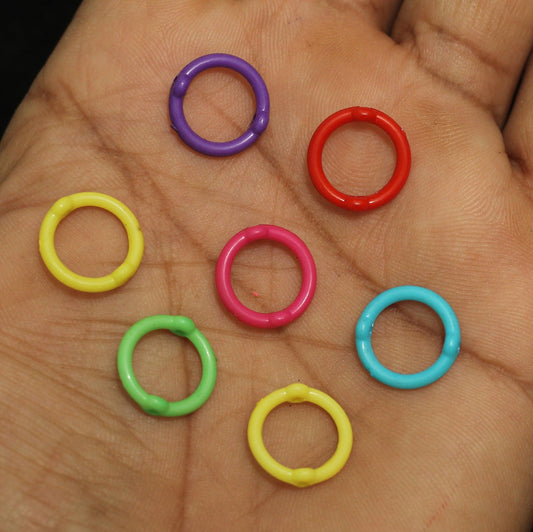 100 gm, 14mm Assorted Ring Spacer Acrylic Beads - MultiColor / Acrylic / 100 gm