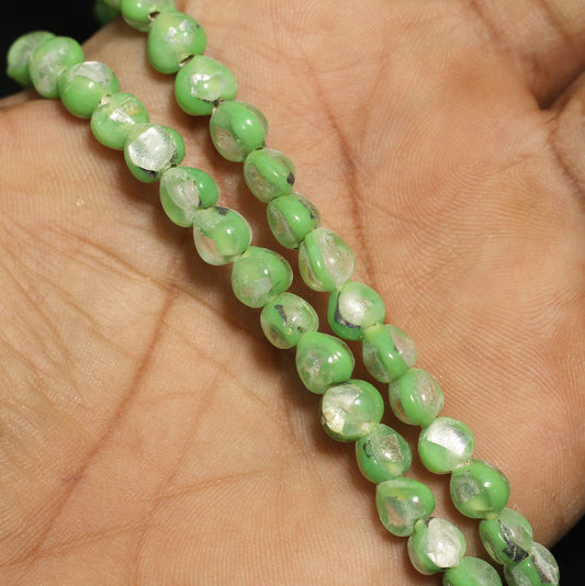 50 Pcs 10mm Millefiori Round Beads Peridot - Green / Glass / Round