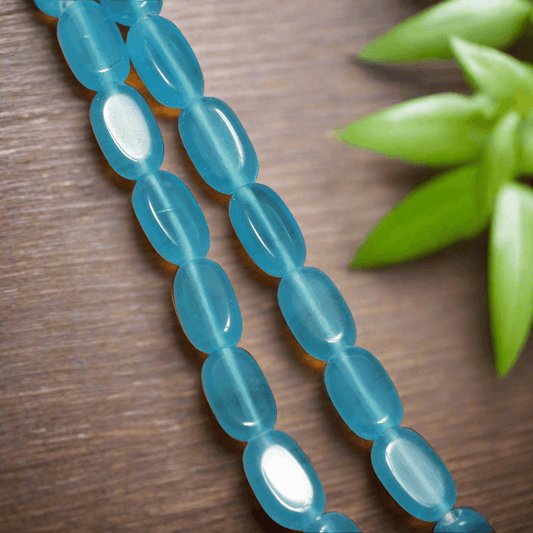 12X7mm Fire Polish Oval Beads Sky Blue - Blue / Glass / Oval