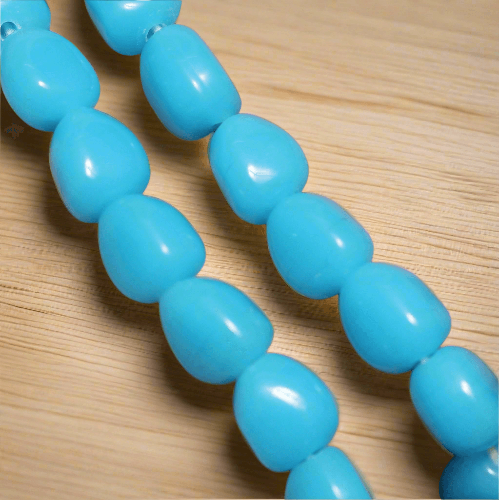 14X10mm  Fire Polish Tumble Beads Sky Blue - Blue / Glass / Tumble